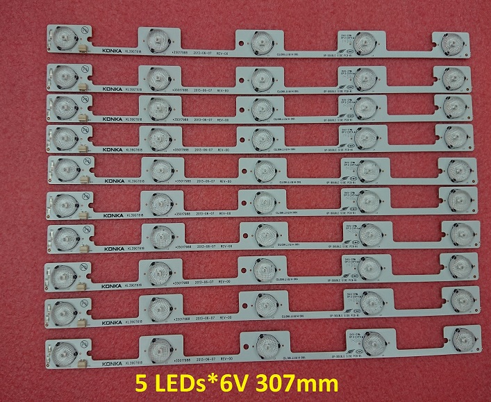 10 Pieces/lot LED backlight strip for KONKA KL39GT618 35017988 5LED*6V 307mm