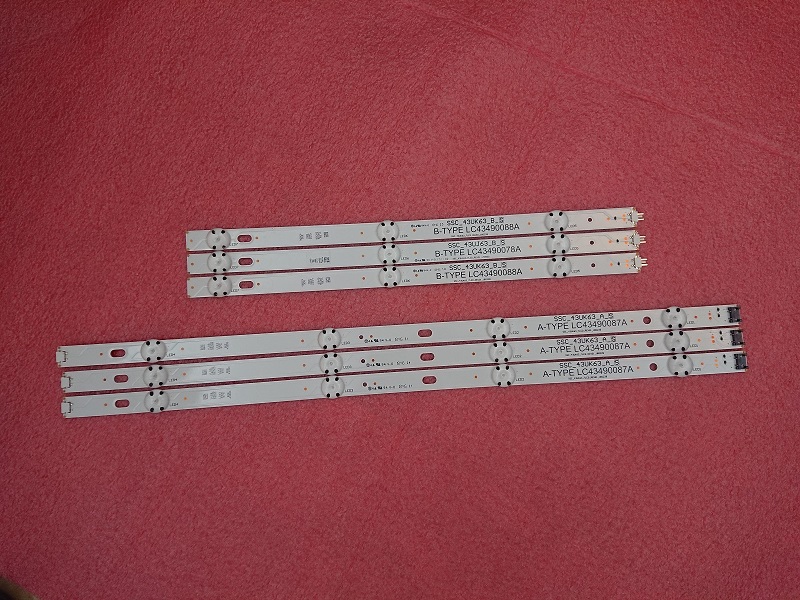 6pcs LED strip for LG 43UJ6300 LC43490087A LC43490088A LC43490077A LC43490078A SSC_43UJ63_A